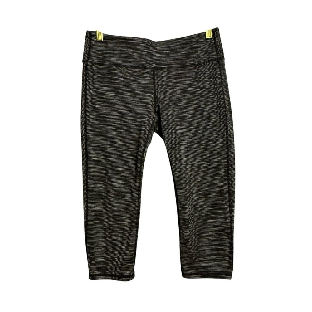 Athleta Leggings Yoga Pants Capris Cropped Women Size L Striped Gym Workout Run